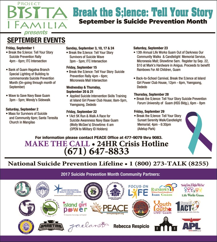 Suicide Prevention Month Calendar of Events Guam Behavioral Health